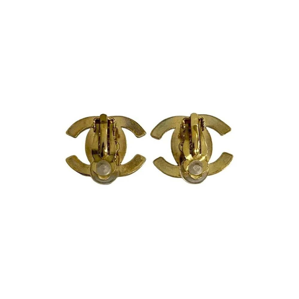 CHANEL Gold Logo Earrings